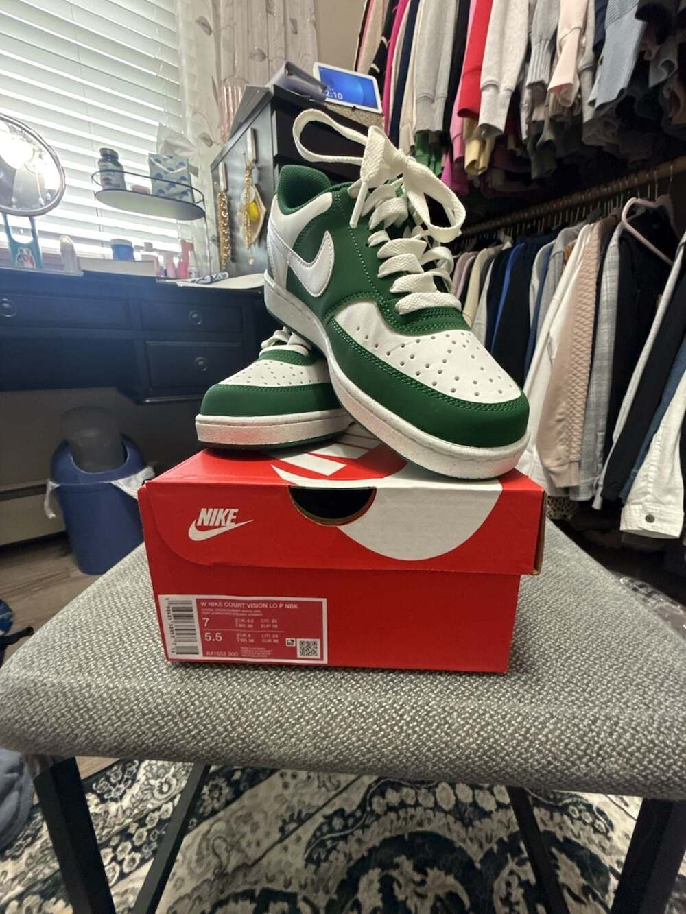Nike Court Vision Low Premium Nubuck Gorge Green/Summit White Women's Sneakers